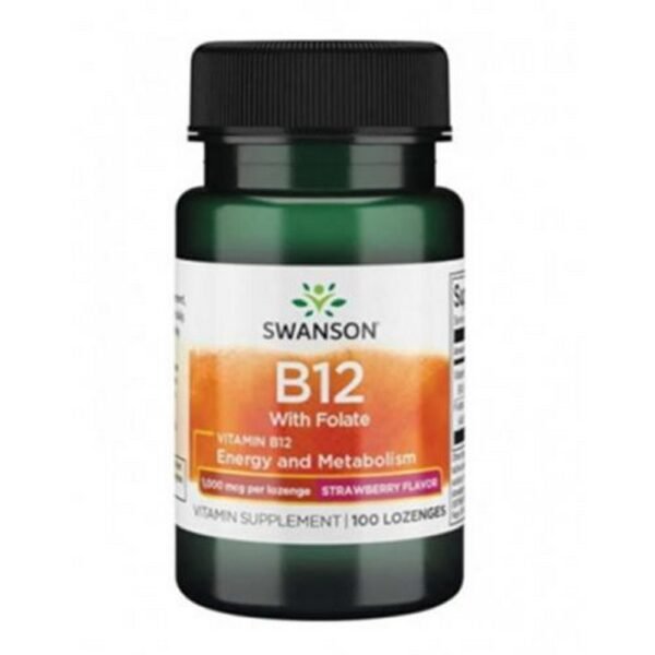 SWANSON Vitamin B-12 Lozenges is a preparation containing vitamin B12, which contributes to maintaining proper energy metabolism, helps in the proper functioning of the immune and nervous systems and in the production of red blood cells. The preparation is recommended for all people who want to supplement their daily diet with the above substances.