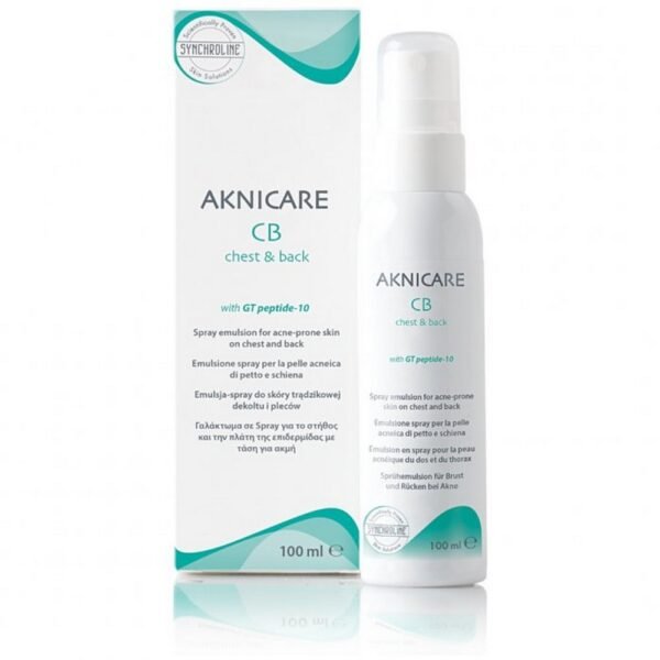 A specialized preparation to fight and counteract symptoms typical of mild and moderate acne occurring on the skin of the chest and back.