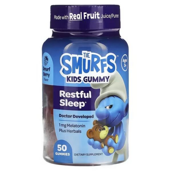 The Smurfs, Kids Gummy, Restful Sleep, Ages 3+, Berry, Gummies supports occasional sleeplessness