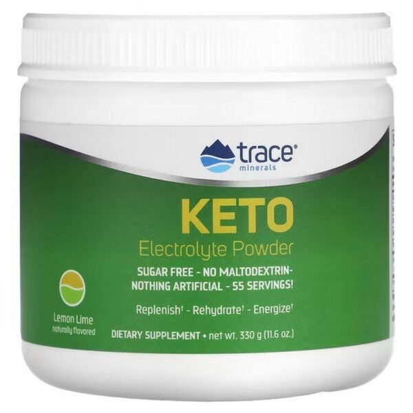 Trace Minerals, Keto Electrolyte Powder, Sugar Free, Lemon Lime Flavor,  11.6 oz (330 g),Trace Minerals, Keto Electrolyte Powder Keto-Elektrolytpulver, zuckerfrei, Zitronen-Limetten-Geschmack, 330 g (11,6 oz.)