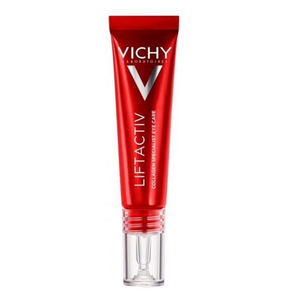 Discover Vichy's Liftactiv Collagen Specialist eye care, specially designed for mature skin. Thanks to its formula enriched with pro-collagen peptides, niacinamide B3, vitamin Cg and caffeine, it effectively corrects the five signs of skin ageing around the eyes: crow's feet, fine lines, puffiness, dark circles and drooping eyelids. Its light, non-greasy texture is easy to apply and suitable even for sensitive skin. Rejuvenate your look with Vichy Liftactiv Collagen Specialist Yeux.