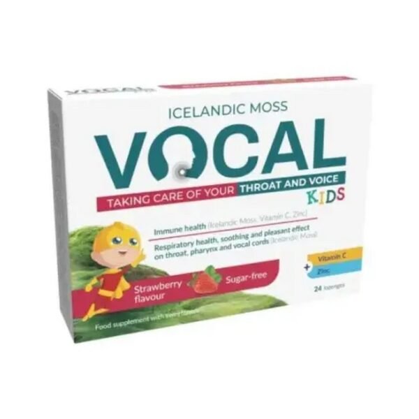 Vocal Kids - a dietary supplement containing Icelandic lichen extract, vitamin C and zinc, which help regain the comfort of speaking.