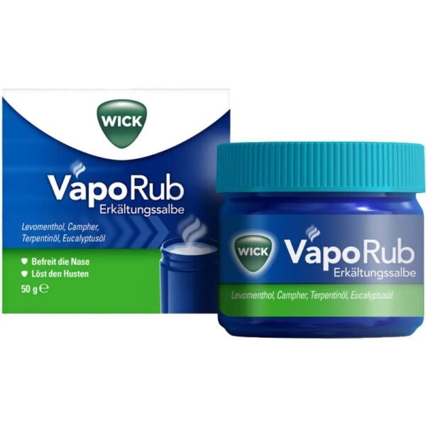 Wick Vaporub can be used to relieve cold symptoms such as colds, hoarseness or a stuck cough.