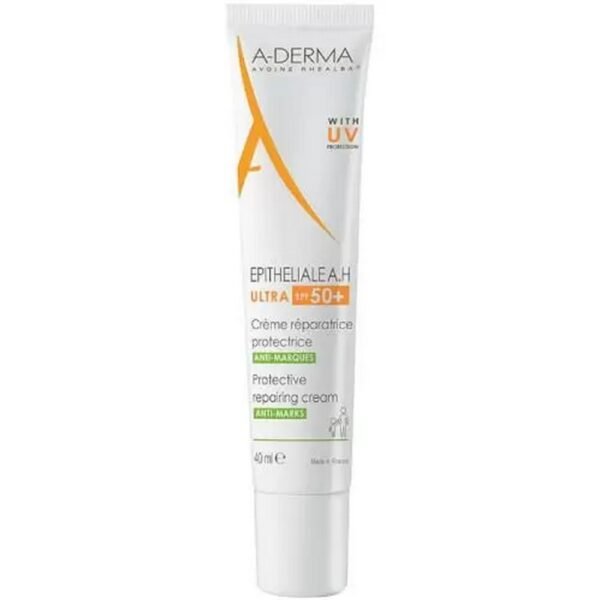 A-Derma Epitheliale A.H Ultra SPF50+ protective regenerating cream is a cosmetic product for daily care of skin exposed to UV radiation.
