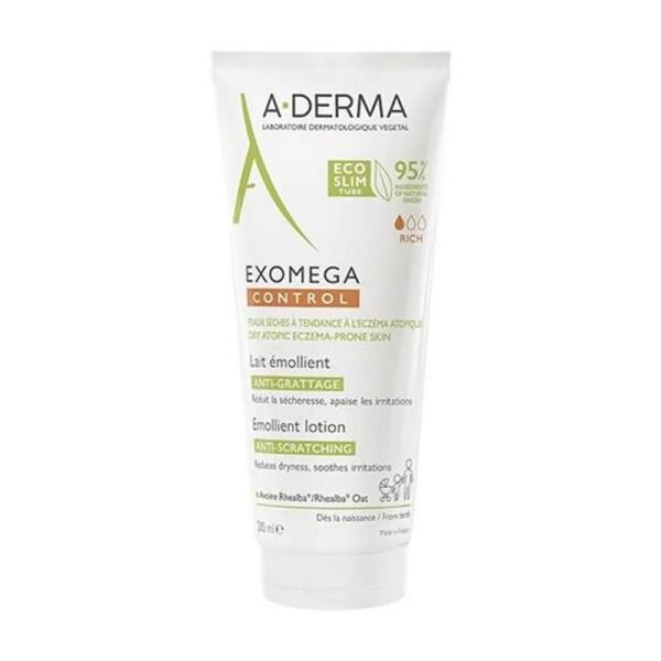 Exomega Control emollient milk soothes and protects against atopic dermatitis in infants, children and adults.