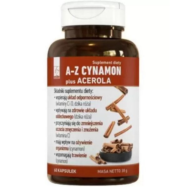 A-Z Cinnamon plus acerola - a dietary supplement containing cinnamon extract, acerola extract, wild rose extract and vitamins C and D.