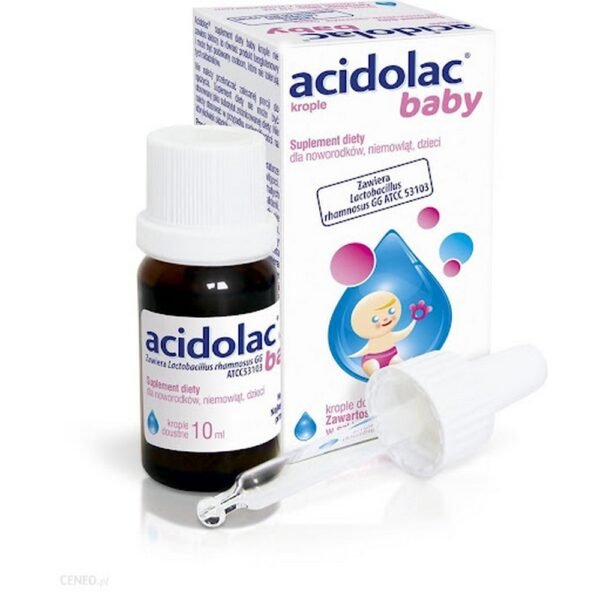 Acidolac children's drops contain the bacteria Lactobacillus rhamnosus GG ATCC 53103, which complement the bacterial flora during antibiotic therapy.