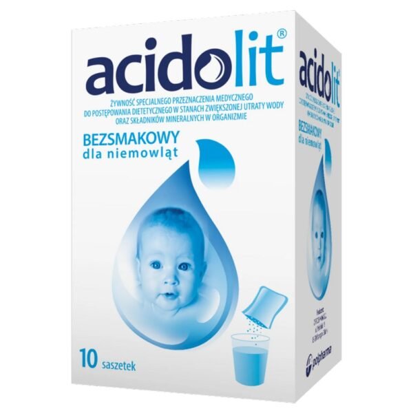 Acidolite in the form of unflavored sachets is used to replenish fluids and minerals in the body both during diarrhea and diarrhea combined with vomiting.