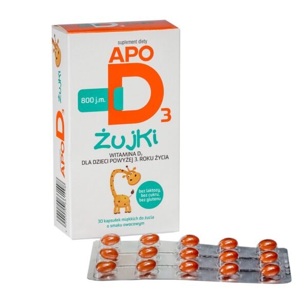 APOD3 Żujki is a dietary supplement designed to supplement the daily diet with vitamin D3.