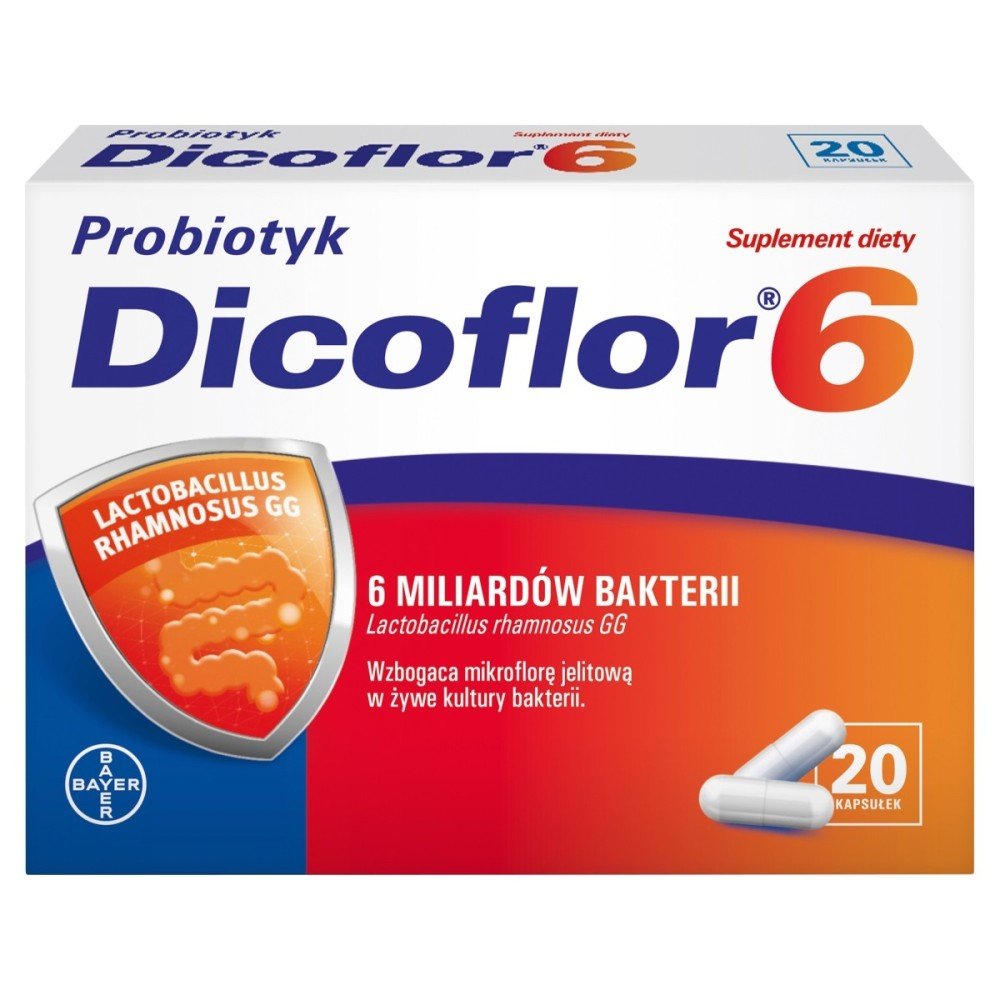 BAYER DICOFLOR 6 PROBIOTIC DIETARY SUPPLEMENT 20 CAPSULES, DIETARY SUPPLEMENT BAYER DICOFLOR 6 PROBIOTIC 20 CAPSULES