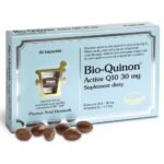 Bio-Quinon Active Q10 30 mg is a dietary supplement containing pure natural coenzyme Q10, identical to the coenzyme Q10 found in the human body, and vitamin C, which supports energy metabolism.