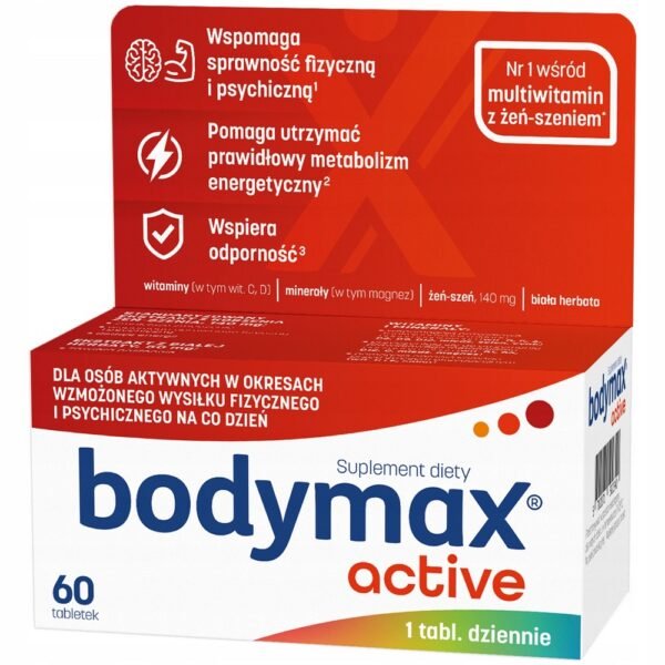 Таблетки Bodymax Active Energy - Минералы и витамины для активных людей - это пищевая добавка для активных людей, ингредиенты которой поддерживают физическую форму, снижают усталость, помогают поддерживать правильный энергетический обмен и поддерживают иммунную систему.
