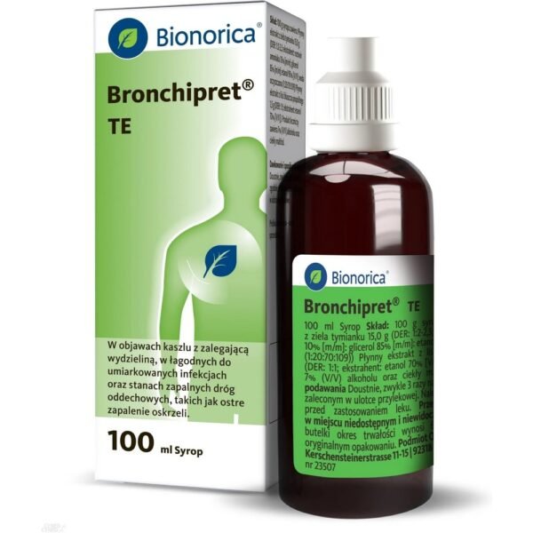 Bronchipret TE syrup is an herbal medicine used to treat the symptoms of cough with retention of secretions, mild to moderate infections and inflammation of the respiratory tract such as acute bronchitis.