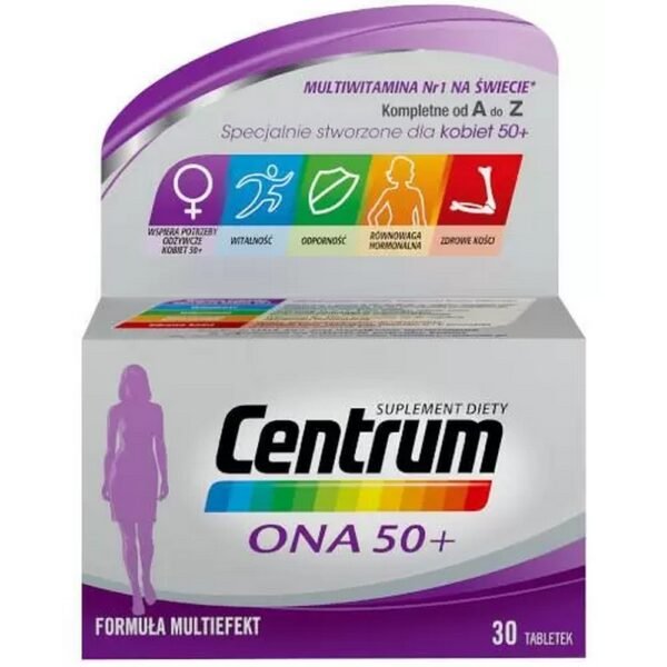 Centrum ONA 50+ - a dietary supplement containing a complete set of vitamins and minerals, created especially for women over 50, containing 24 ingredients important for health and well-being.