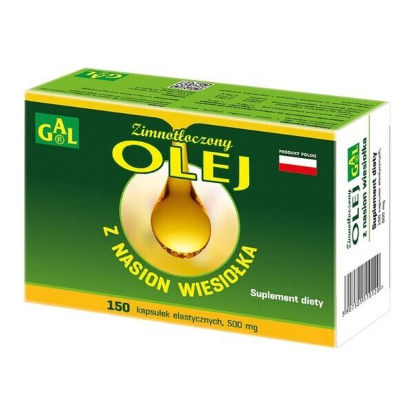 Evening primrose OleoVitum is a dietary supplement containing polyunsaturated fats, as well as vitamin A and vitamin E.