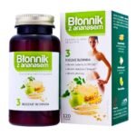 The dietary supplement FIBER WITH PINEAPPLE contains 3 types of fiber and dried pineapple juice.