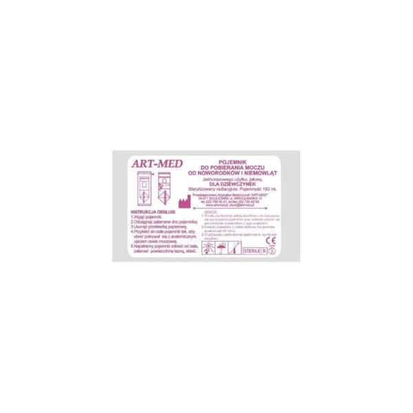 The ART-MED urine collection container is a sterile bag designed for collecting urine from newborns, infants and young children.