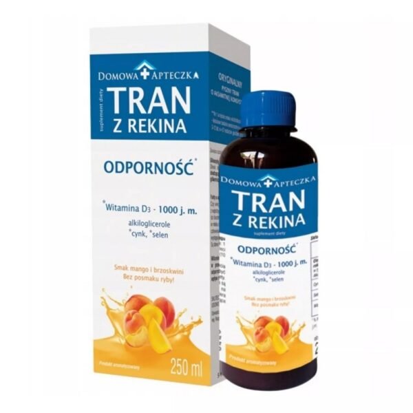 Shark oil with mango and peach flavor is a dietary supplement with a velvety consistency without the aftertaste of fish oil. Rich composition to support natural immunity.