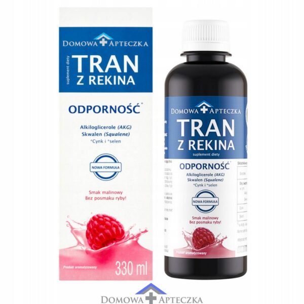 Domowa Apteczka, raspberry-flavored shark oil, is a dietary supplement intended for adults and children over 3 years of age.