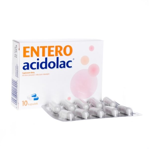Entero Acidolac is a food supplement containing lyophilized yeast cultures of the Saccharomyces boulardii strain and fructooligosaccharides (FOS).