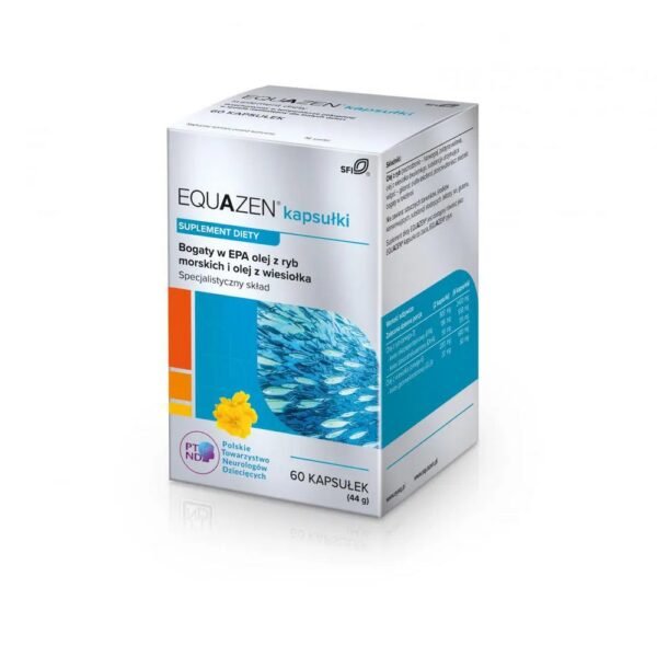 Equazene is a dietary supplement in capsule form containing omega-3 and omega-6 polyunsaturated fatty acids in balanced portions.