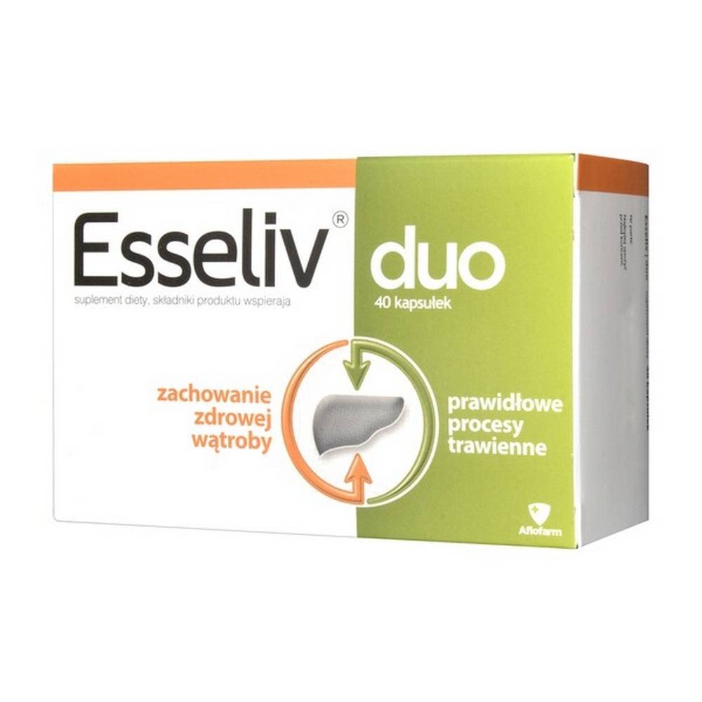 esseliv duo capsules 40 Esseliv duo is a dietary supplement containing ingredients that support liver health and proper digestive processes.