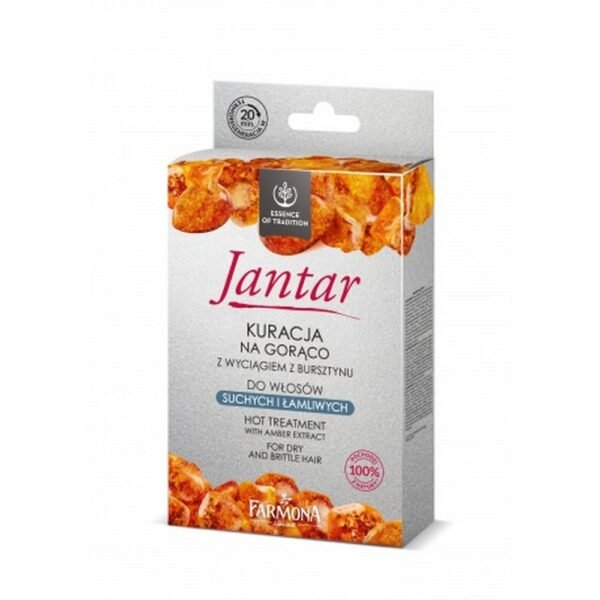 Jantar hot treatment with amber extract by Farmona is recommended for the care of dry and brittle hair. Its recipe is based on a proven and effective recipe using the extraordinary properties of amber, argan, avocado and coconut oils, as well as silk proteins.