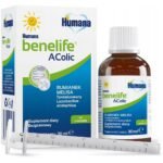 Humana Benelife AColic is a dietary supplement for infant colic containing chamomile, lemon balm and tindalized lactic acid bacteria (Lactobacillus acidophilus). It can be used to restore intestinal balance.