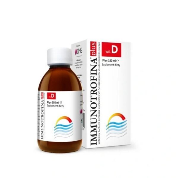 Immunotrophin Plus vit. D is a dietary supplement in the form of a liquid containing: beta-glucan, arginine, B vitamins, vitamin D and iodine.