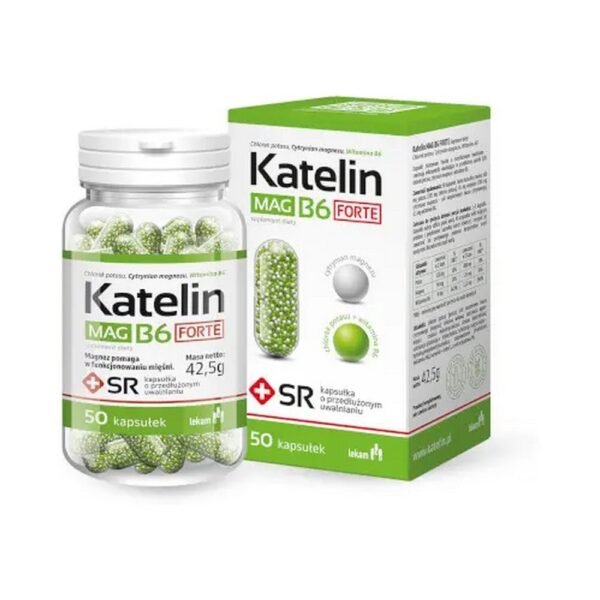 Katelin MAG B6 FORTE is a dietary supplement in the form of extended-release capsules, which contains: potassium chloride, magnesium citrate and vitamin B6. The preparation is intended for adults.