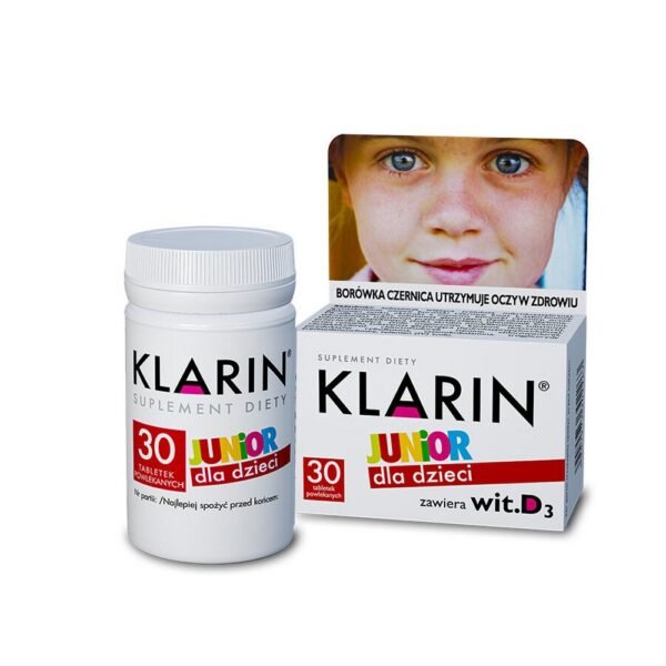 Clarin Junior is a nutritional supplement that supplements the child's diet with ingredients valuable for the proper functioning of the eyes and protects the eye structures from the effects of free radicals.