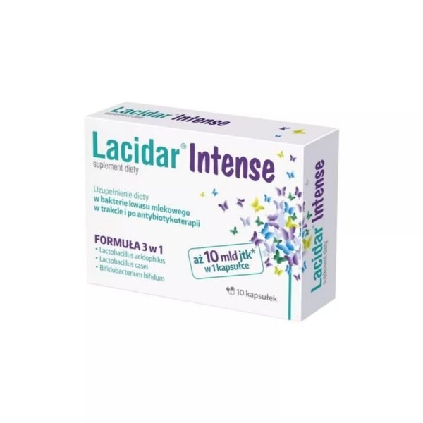Lacidar Intense (0.3 g) is a dietary supplement that supports intensive and comprehensive replenishment of the natural intestinal microflora during and after antibiotic therapy, as well as in other situations, such as diet changes and diarrhea of various etiologies.