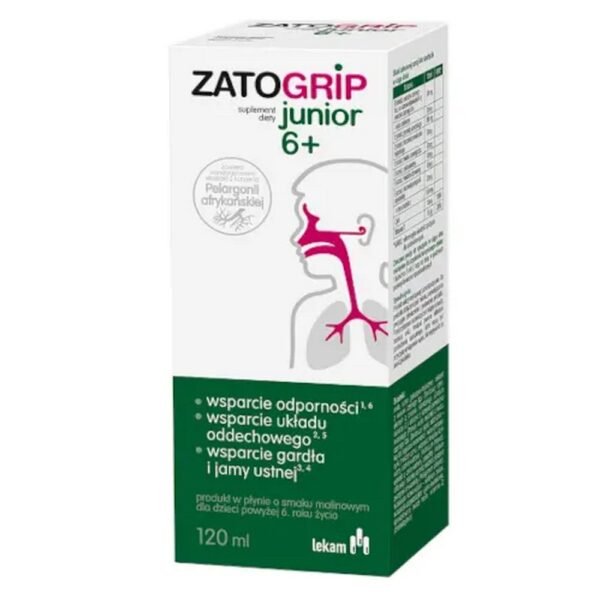 Lek-Am Zatogrip Junior 6+ is a dietary supplement for children from 6 years of age that supports the immune system.