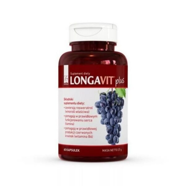 LongaVit Plus dietary supplement is an extract from red grape skins, standardized for resveratrol content, with the addition of thiamine and vitamin B6.