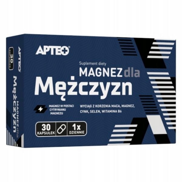 Magnesium in the form of magnesium citrate for active men with the addition of 4 active ingredients.