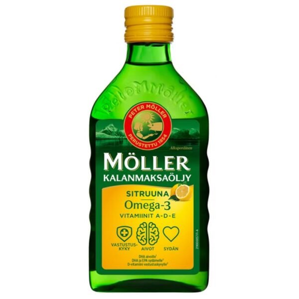 Möller Norwegian Fish Oil is a dietary supplement containing very high quality, pure fish oil with lemon flavor.
