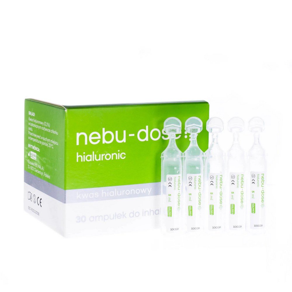 nebu dose hyaluronic 30 ampoules for inhalation Nebu-dose hyaluronic est une solution pour inhalation isotonique contenant de l'acide hyaluronique.