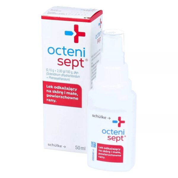 Octenisept is a disinfectant liquid containing active substances:octenidine dihydrochloride, phenoxyethanol.