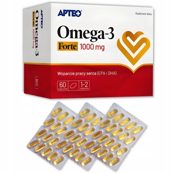Omega-3 Forte Apteo supplements the diet with polyunsaturated fatty acids of the omega-3 family (EPA and DHA).