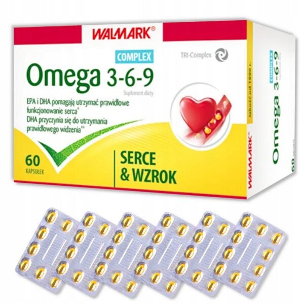 Walmark Omega 3-6-9 Complex is a capsule dietary supplement containing a formula that provides all the benefits of Omega-3, Omega-6 and Omega-9 acids in one capsule.