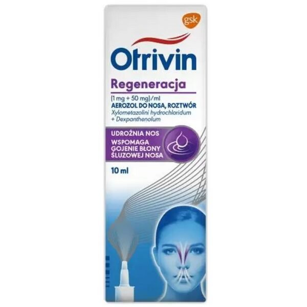 Otrivin Regeneracja contains the active substance xylometazoline hydrochloride, which has a vasoconstrictive effect and reduces swelling of the nasal mucosa.