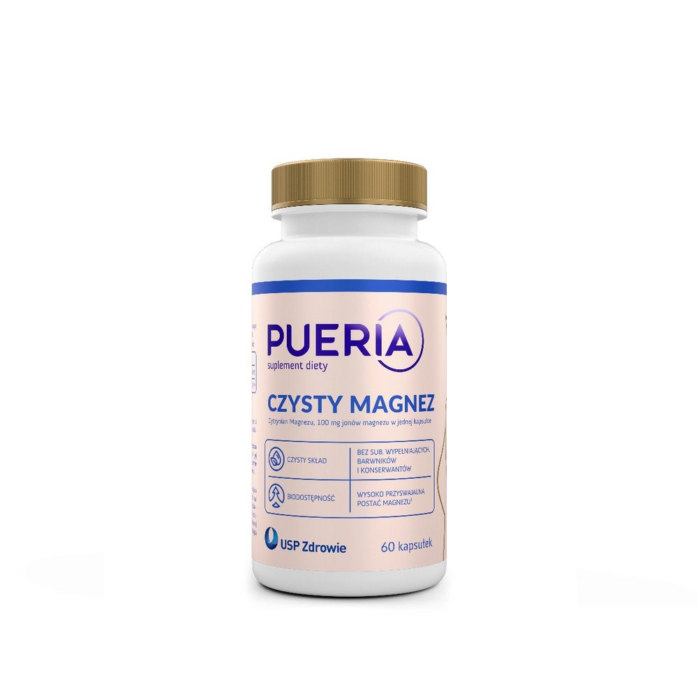 pueria pure magnesium 60 capsules Pueria Pure Magnesium is a dietary monosupplement containing 100 mg of magnesium ions from organic magnesium citrate per capsule.