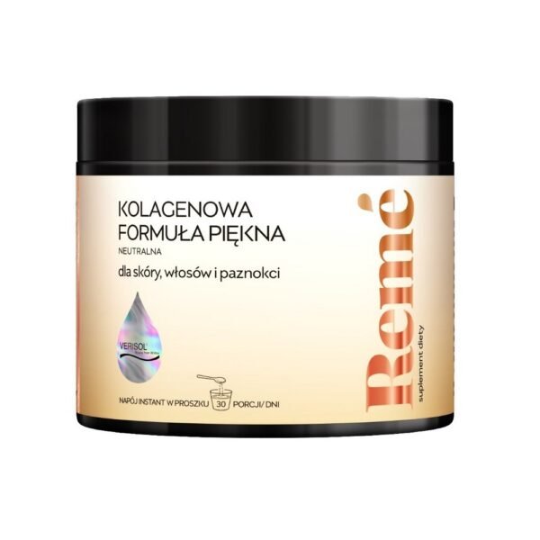 Remé Collagen Beauty Formula, neutral in taste, is a composition of bioactive Verisol collagen peptides, plus vitamins and minerals.