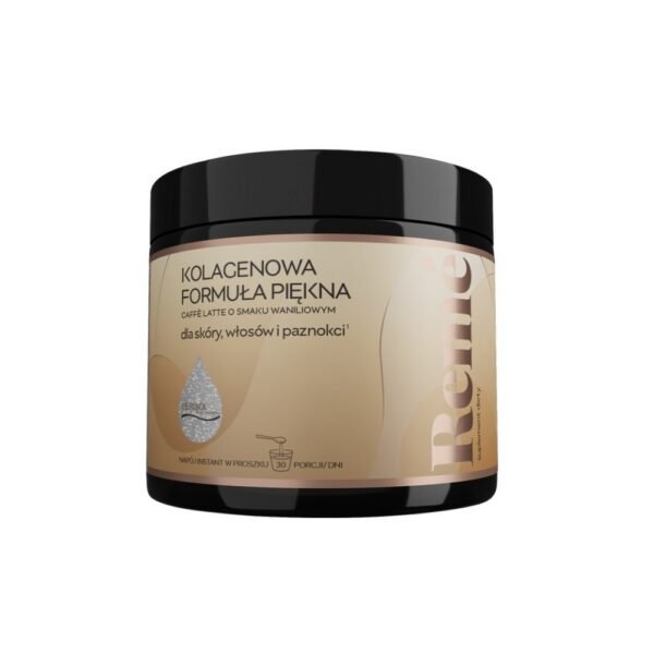 Remé caffe latte collagen beauty formula with vanilla flavor is a composition of bioactive Verisol collagen peptides, as well as vitamins and minerals.