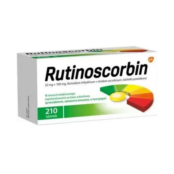 Rutinoscorbin is a drug that combines two complementary active substances: rutoside and ascorbic acid (vitamin C). The drug strengthens blood vessels and reduces their permeability and has an antioxidant effect.