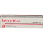 An emollient gel used to treat areas of skin that are hardened, for example due to scars.