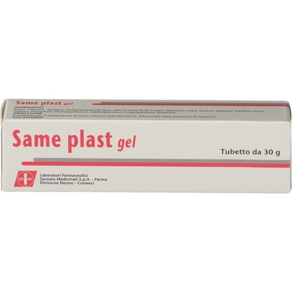 An emollient gel used to treat areas of skin that are hardened, for example due to scars.