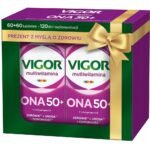 Multivitamins VIGOR ONA 50+ is a properly balanced complex with a high content of vitamins and minerals, enriched with the ProAdaptogenAR formula, a valuable extract of adaptogens: ashwagandha and reishi, which support the proper health of the body of women 50+.