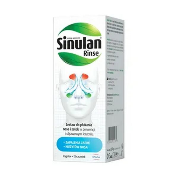 Sinulan Rinse is a medical device intended for rinsing the nose and sinuses. The product is intended for adults.