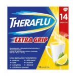 Theraflu ExtraGRIP, when dissolved in water, creates a hot, aromatic drink.